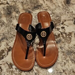 Tory Burch Black and Tan Sandals